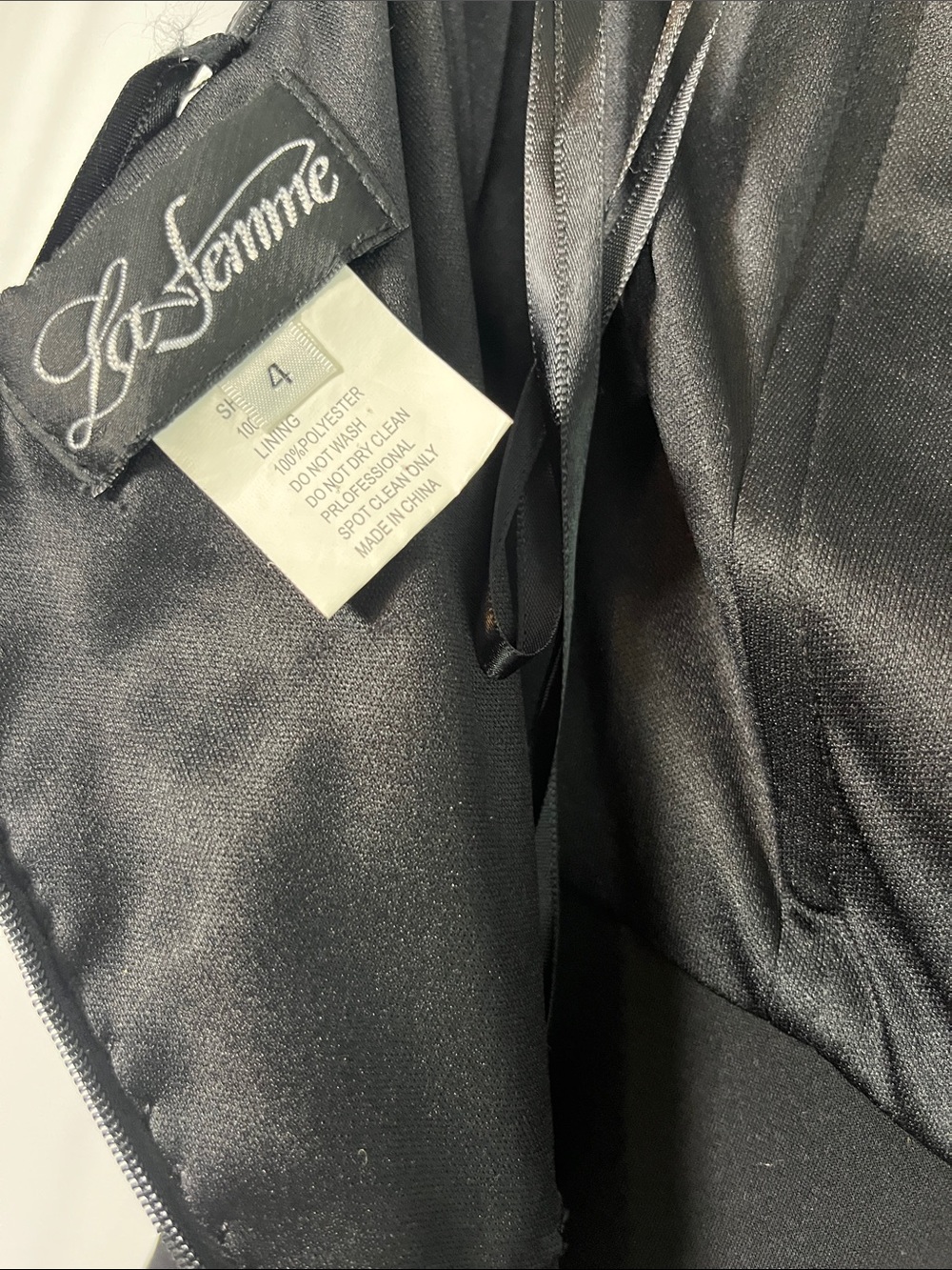 La femme black strapless jersey ruched gown side slit cocktail formal sz 4 - Picture 9 of 9